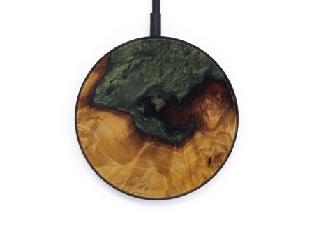 Circle Wood+Resin Wireless Charger - Theta (Dark Green, 596113) Online Sale