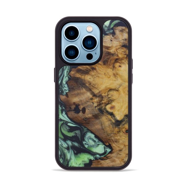 iPhone 14 Pro Wood+Resin Phone Case - Sib (Dark Green, 593561) Online