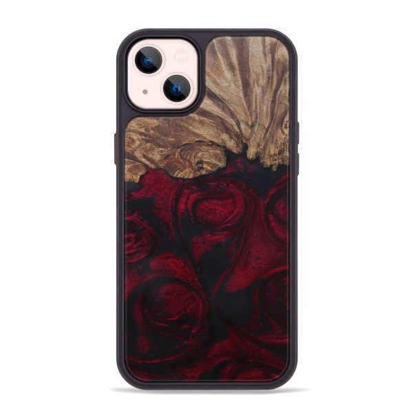 iPhone 14 Plus Wood+Resin Phone Case - Gurdip (Dark Red, 595645) For Sale