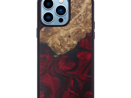 iPhone 14 Pro Max Wood+Resin Phone Case - Nirmal (Dark Red, 595623) Online Sale