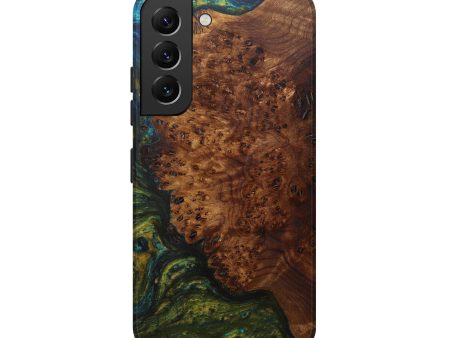 Galaxy S22 Wood+Resin Live Edge Phone Case - Markus (Teal & Gold, 594789) Cheap