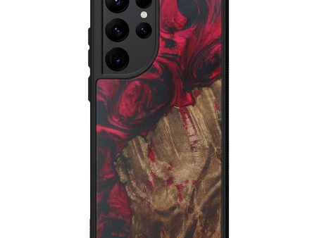 Galaxy S22 Ultra Wood+Resin Phone Case - Faye (Dark Red, 595677) Cheap