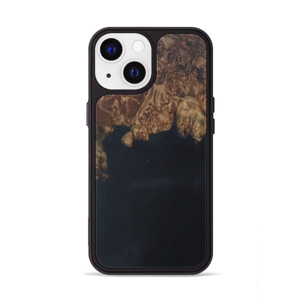 iPhone 13 Wood+Resin Phone Case - Twiggy (Pure Black, 595742) Online Sale