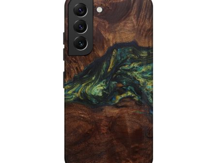 Galaxy S22 Wood+Resin Live Edge Phone Case - Petronille (Teal & Gold, 594790) Online Sale