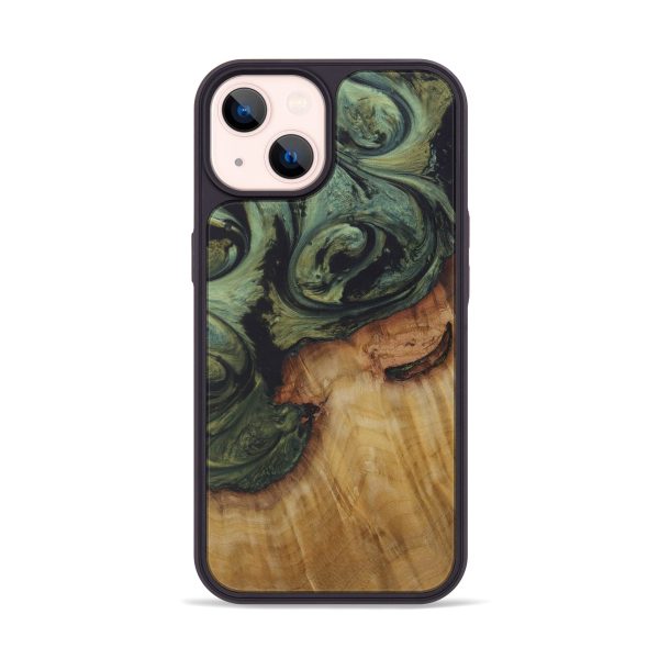 iPhone 14 Wood+Resin Phone Case - Rashida (Dark Green, 593532) Online