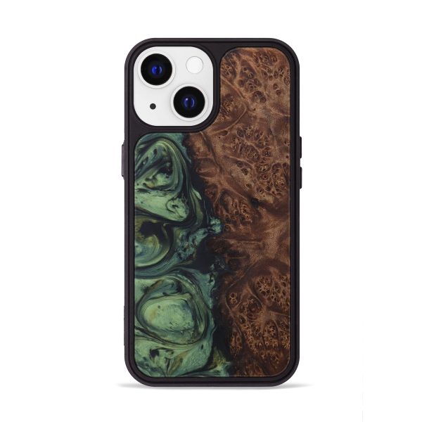 iPhone 13 Wood+Resin Phone Case - Frankie (Dark Green, 591921) Online Hot Sale