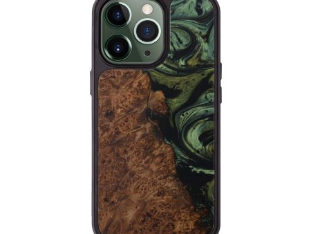 iPhone 13 Pro Wood+Resin Phone Case - Sibyl (Dark Green, 591909) For Cheap