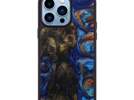 iPhone 14 Pro Max Wood+Resin Phone Case - Tre (Teal & Gold, 591958) Fashion