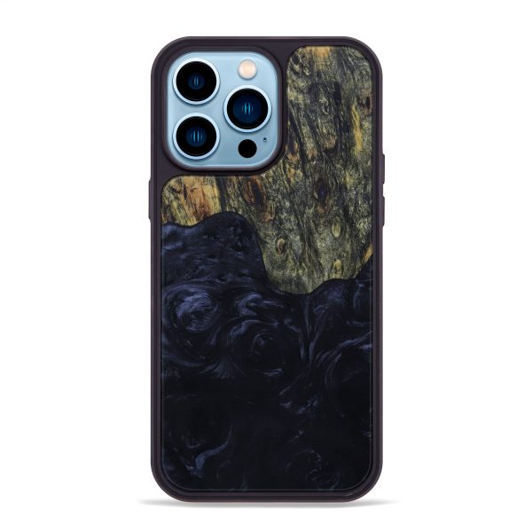 iPhone 14 Pro Max Wood+Resin Phone Case - Sanaa (Pure Black, 591924) Discount