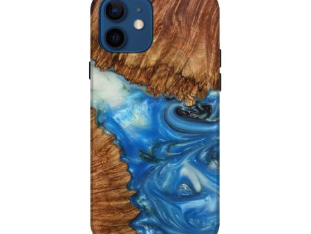 iPhone 12 Wood+Resin Live Edge Phone Case - Rchlab (Light Blue, 595975) Cheap