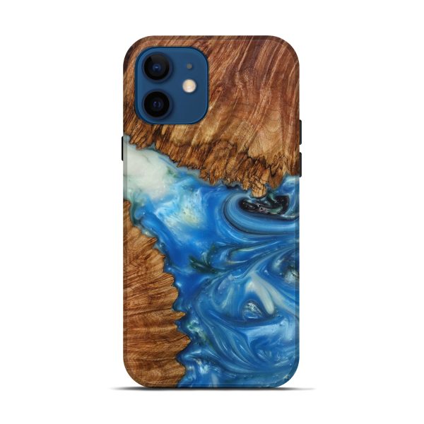 iPhone 12 Wood+Resin Live Edge Phone Case - Rchlab (Light Blue, 595975) Cheap