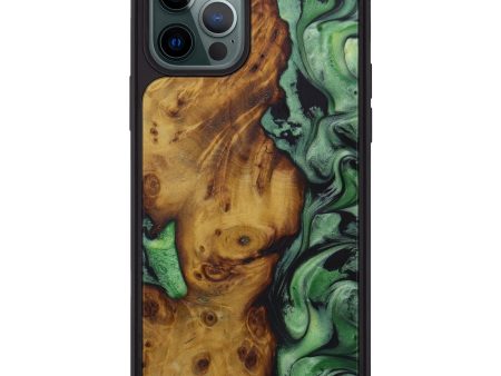 iPhone 12 Pro Max Wood+Resin Phone Case - Elouise (Dark Green, 593543) Hot on Sale