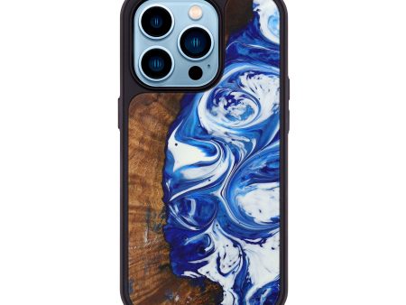 iPhone 14 Pro Wood+Resin Phone Case - Shiela (Dark Blue, 596163) Sale