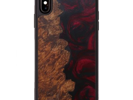 iPhone Xs Max Wood+Resin Phone Case - Nell (Dark Red, 595662) Supply