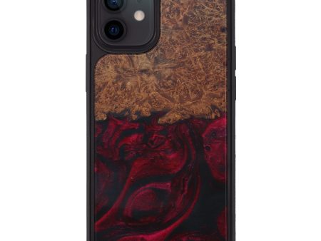 iPhone 12 Wood+Resin Phone Case - Cordy (Dark Red, 595666) Discount