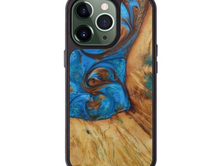 iPhone 13 Pro Wood+Resin Phone Case - Armstead (Teal & Gold, 593812) Online Sale