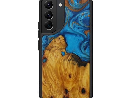 Galaxy S22 Wood+Resin Phone Case - Kiyoon (Teal & Gold, 593875) For Cheap