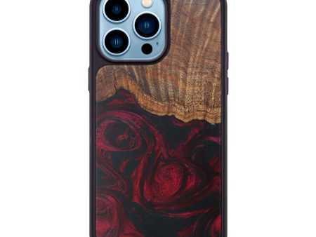 iPhone 14 Pro Max Wood+Resin Phone Case - Rungro (Dark Red, 595604) Discount