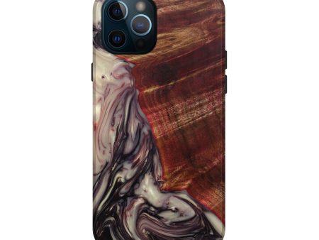 iPhone 12 Pro Wood+Resin Live Edge Phone Case - Faizal (Dark Red, 593784) For Sale