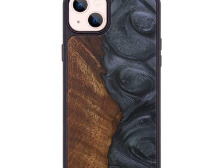 iPhone 14 Plus Wood+Resin Phone Case - Rosaria (Pure Black, 595557) Supply