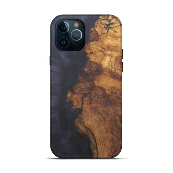 iPhone 12 Pro Wood+Resin Live Edge Phone Case - Zia (Pure Black, 595487) Cheap