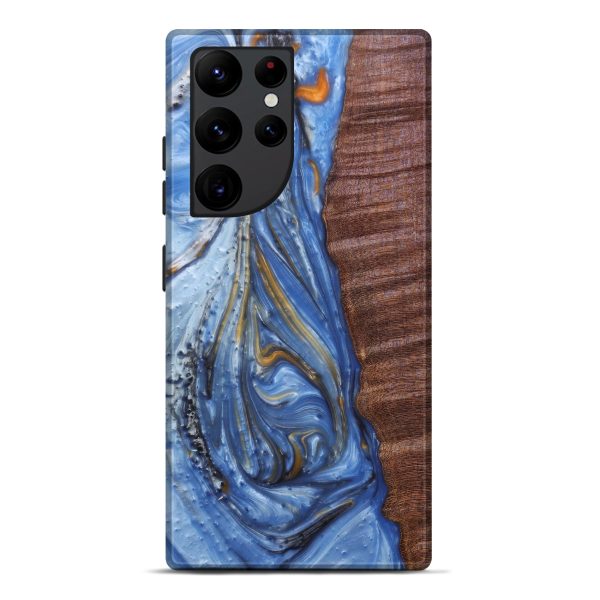 Galaxy S22 Ultra Wood+Resin Live Edge Phone Case - Sephira (Light Blue, 595964) Discount