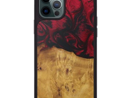 iPhone 12 Pro Max Wood+Resin Phone Case - Wirt (Dark Red, 592042) Hot on Sale