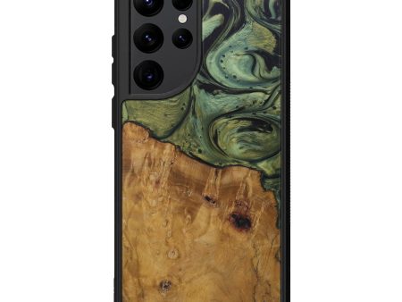 Galaxy S22 Ultra Wood+Resin Phone Case - Marijke (Dark Green, 593528) Online now