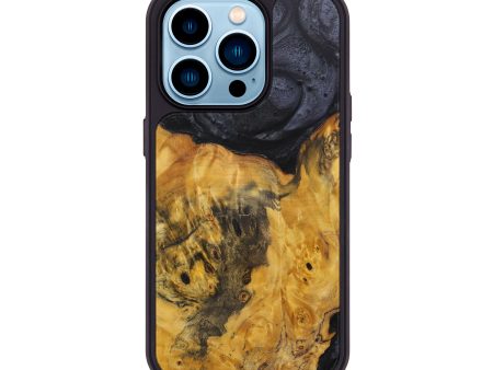 iPhone 14 Pro Wood+Resin Phone Case - Tashina (Pure Black, 595588) Online Hot Sale