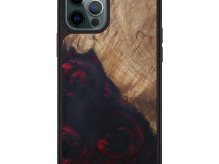 iPhone 12 Pro Max Wood+Resin Phone Case - Norene (Dark Red, 595658) Online now