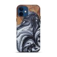 iPhone 12 Wood+Resin Live Edge Phone Case - Concordia (Black & White, 595982) For Sale