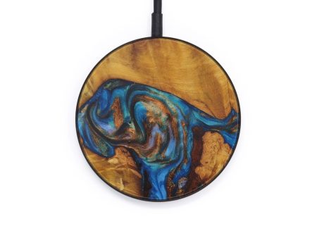 Circle Wood+Resin Wireless Charger - Shigeki (Teal & Gold, 593832) Fashion