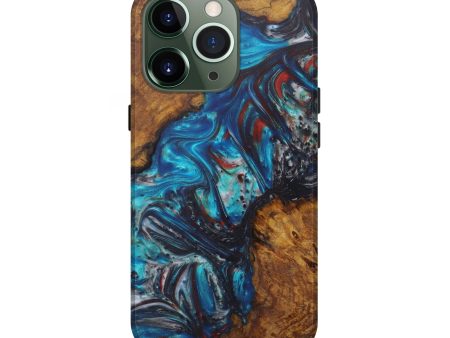 iPhone 13 Pro Wood+Resin Live Edge Phone Case - Jerrilyn (Light Blue, 594804) For Cheap