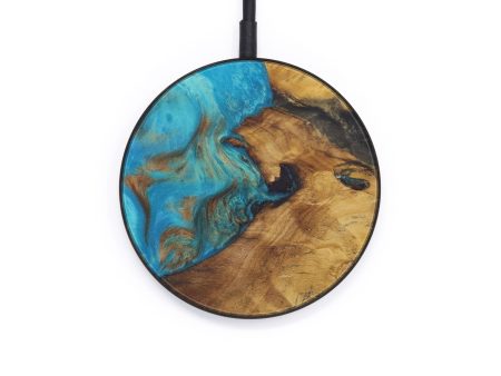 Circle Wood+Resin Wireless Charger - Levy (Teal & Gold, 591930) Online Sale