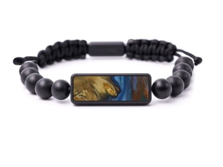 Bead Wood+Resin Bracelet - Ricki (Teal & Gold, 593846) For Cheap