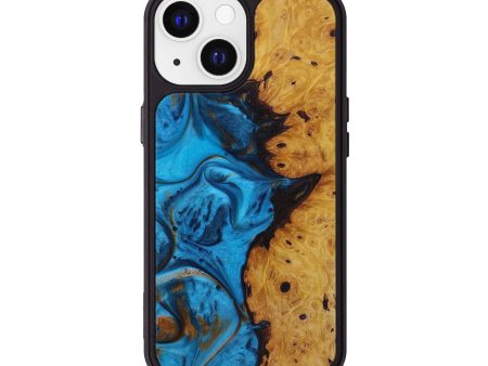 iPhone 13 Wood+Resin Phone Case - Angelica (Teal & Gold, 593798) Online