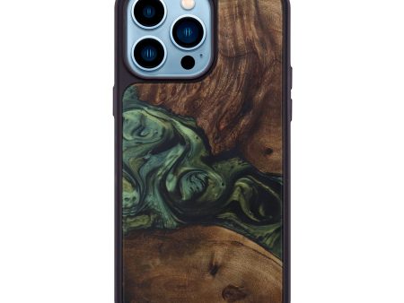 iPhone 14 Pro Max Wood+Resin Phone Case - Ozella (Dark Green, 591913) For Discount