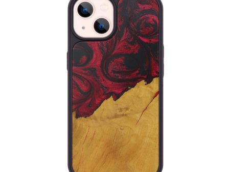 iPhone 14 Wood+Resin Phone Case - Shama (Dark Red, 592053) Online