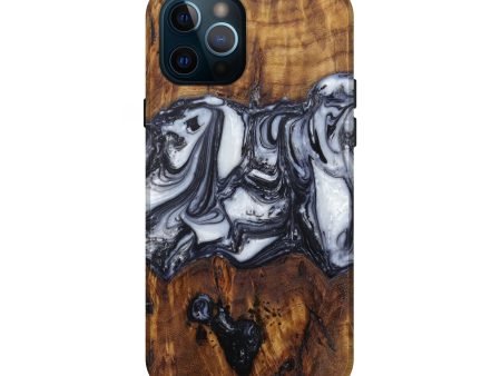 iPhone 12 Pro Wood+Resin Live Edge Phone Case - Roupen (Black & White, 595985) Sale