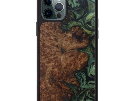 iPhone 12 Pro Wood+Resin Phone Case - Nermana (Dark Green, 591915) Online now