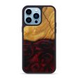 iPhone 14 Pro Max Wood+Resin Phone Case - Petronille (Dark Red, 592049) Fashion