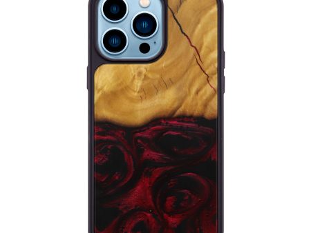 iPhone 14 Pro Max Wood+Resin Phone Case - Petronille (Dark Red, 592049) Fashion