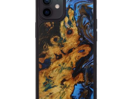 iPhone 12 Wood+Resin Phone Case - Iormina (Teal & Gold, 593859) Fashion