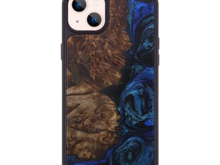 iPhone 14 Plus Wood+Resin Phone Case - Chocs (Dark Blue, 596167) Fashion