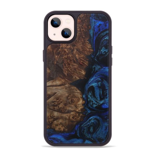 iPhone 14 Plus Wood+Resin Phone Case - Chocs (Dark Blue, 596167) Fashion