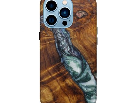 iPhone 14 Pro Wood+Resin Live Edge Phone Case - Alexandru (Dark Green, 593790) Online