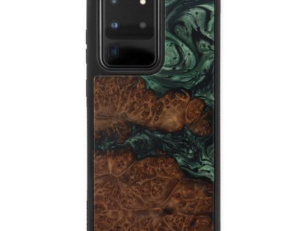 Galaxy S20 Ultra Wood+Resin Phone Case - Messa (Dark Green, 591900) For Cheap