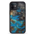 iPhone 12 Wood+Resin Phone Case - Beret (Teal & Gold, 591954) Fashion