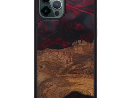 iPhone 12 Pro Max Wood+Resin Phone Case - Janelle (Dark Red, 595643) on Sale