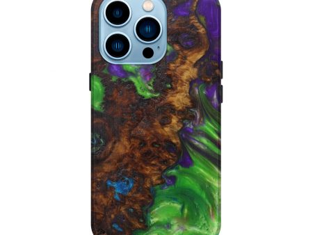 iPhone 14 Pro Wood+Resin Live Edge Phone Case - Beau (Dark Green, 594783) For Discount